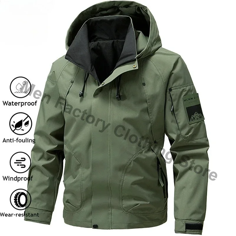 

Gorpcore Men's Rainproof Fishing Jacket Autumn Large Size Windproof Windbreaker Men Camping Hunting Running Sports Hooded Coat