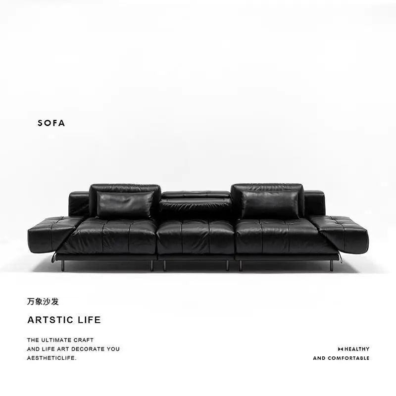 Ledersofa, multifunktionales Wohnzimmer, dynamisches Insel, gerade Reihe, Oberschicht aus Rindsleder