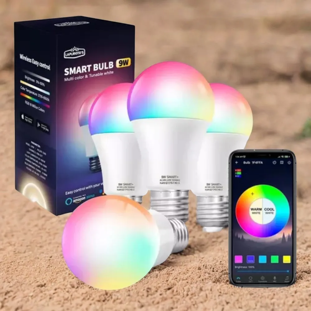 Smart RGBCW WiFi 9W Multi-Color Spotlight - Adjustable Lighting Black light led Rechargeable light bulb Garage led ceiling light