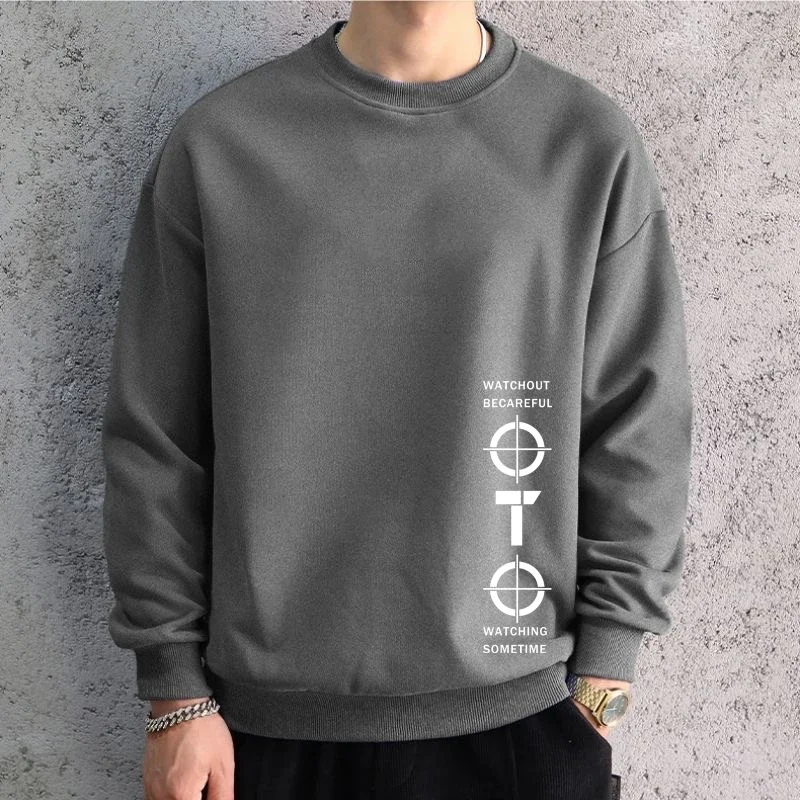 Men Oversized Black Graphic Sweatshirts Hoodied Cool Printed Long Sleeve T-shirt Cotton Hiphop Tees Sports Top Men Clothing