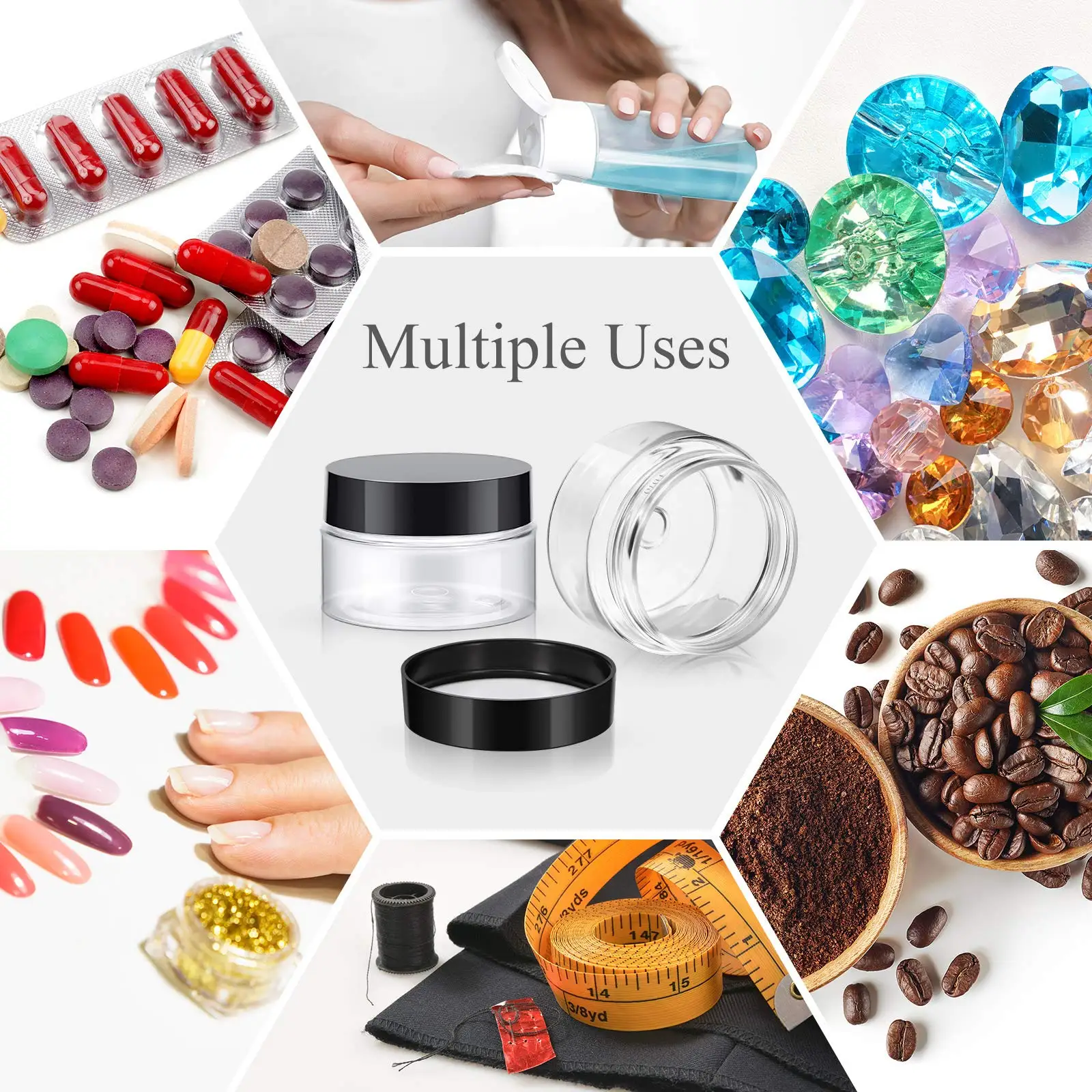 Picture 7: 24-6Pcs Round Wide-mouth Plastic Container Jars with Lids 100ml Lotion containers for Travel Storage Makeup Beauty Products