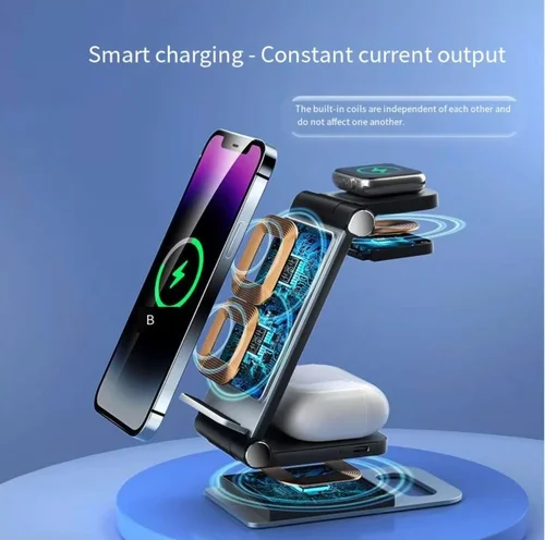 Imagen 2 del producto Base de Carga Inalámbrica 3 en 1 Plegable para Samsung S25 Ultra S24 S23 S22 Z Flip Z Fold 7 6 5 4 3