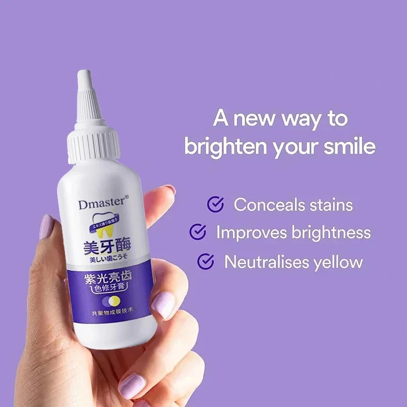 V34 Purple Toothpaste Teeth Whitening Enzyme Remove Plaque Stains Oral Hygiene Cleaning Dental Tools Fresh Breath Beauty Health