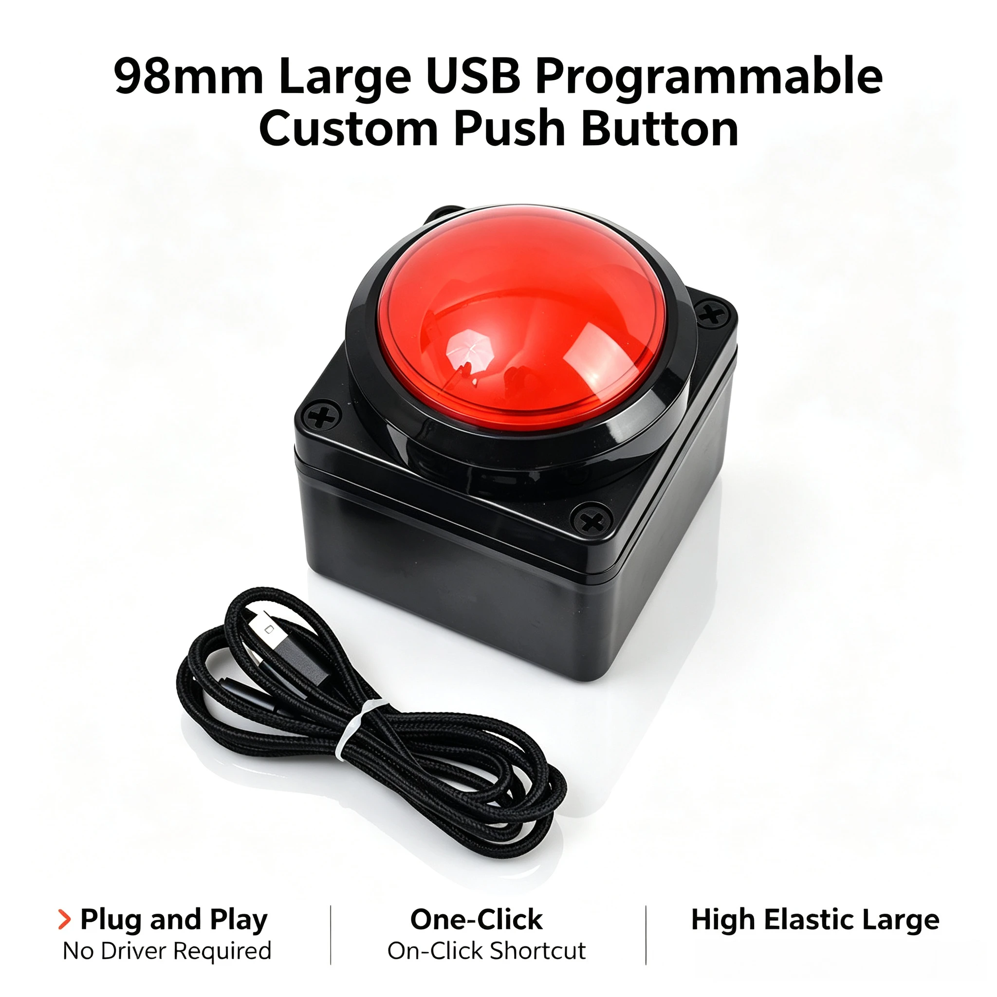 Custom 100mm USB Big Button Switch Remote Buzzer Shortcut Keyboard For Lottery Game And PC Mouse Click Control