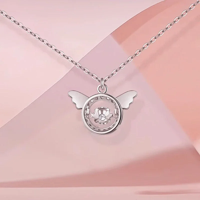 925 Silver Angel Elf Little Wings Pendant Chain Necklaces for Fashion Women Fine Jewelry Minimalist Accessories