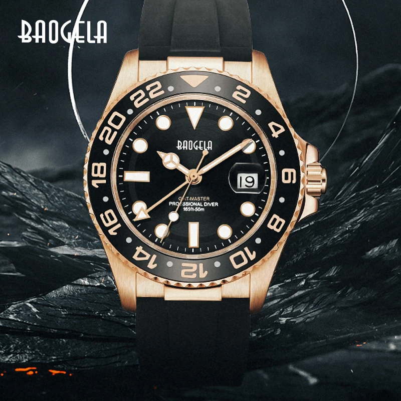 BAOGELA TOP Brand 50M Waterproof Rose Gold Watch Men Quartz Watch Diving Fashion Couples Sport Watch Swiss Movement Wristwatch