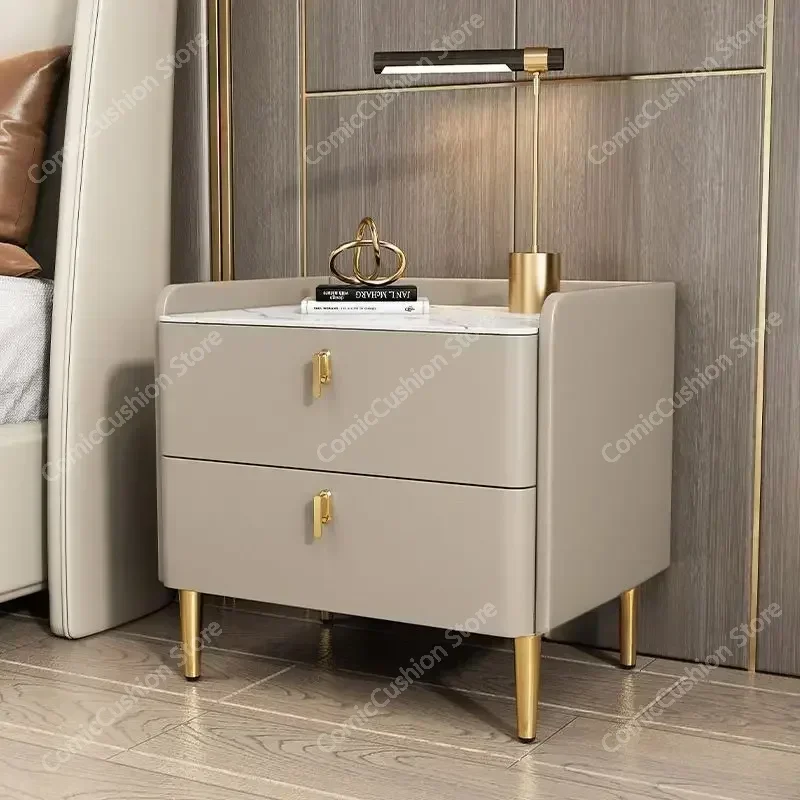 Luxury 2/3 Drawers Solid Wood Bedside Table Storage Dresser Cabinet Nightstands Slate Mini Night Stands for Bedroom Furniture