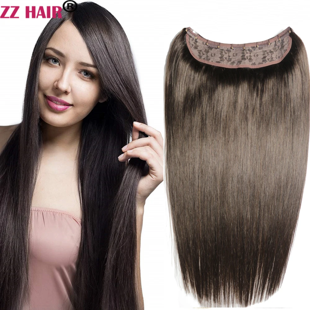 ZZHAIR 100% 브라질 인모 레미 헤어 익스텐션, 16 인치-24 인치 U-PC 세트, 120g-160g 클립, 원피스 내추럴 스트레이트 