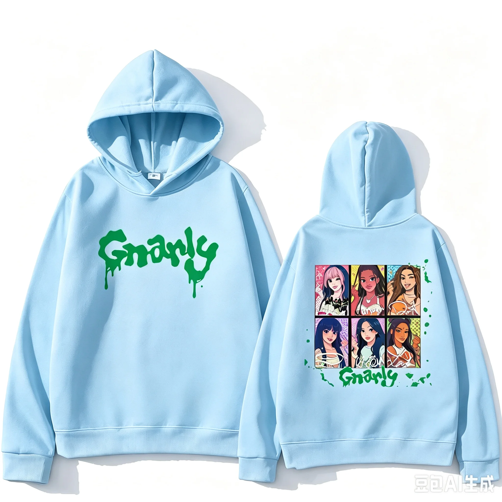 2026 New Katseye Merch Gnarly Logo Printed Hoodie Kids Casual oversized hoodie streetwear vintage Fleece Long sleeve clothes