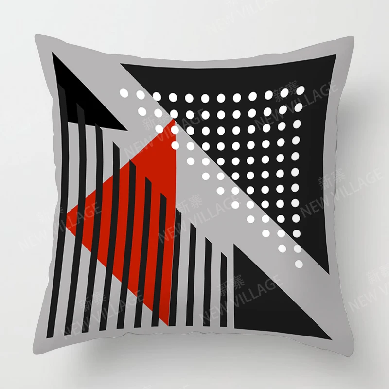 Modern Red Black Color Abstract Geometric Cushion Cover Home Decor Pillow Cover Sofa Throw Pillow Cover 45x45 40x40 50x50 60x60