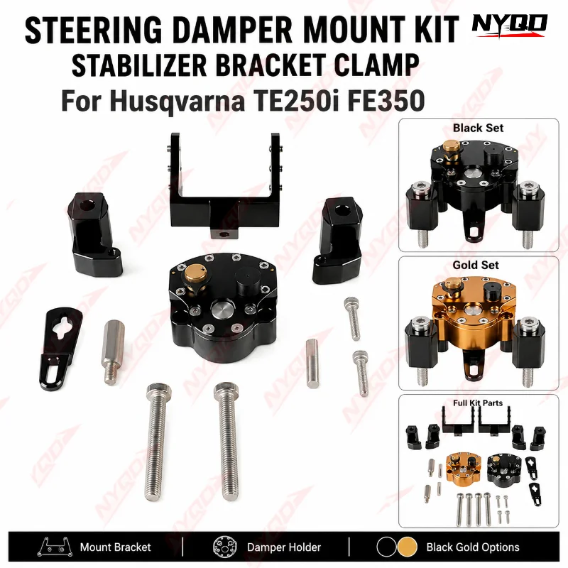 Motorcycle Steering Damper Stabilizer Mount Bracket Clamp Shock Absorber Holder Kit Set Parts For Husqvarna TE250i FE350