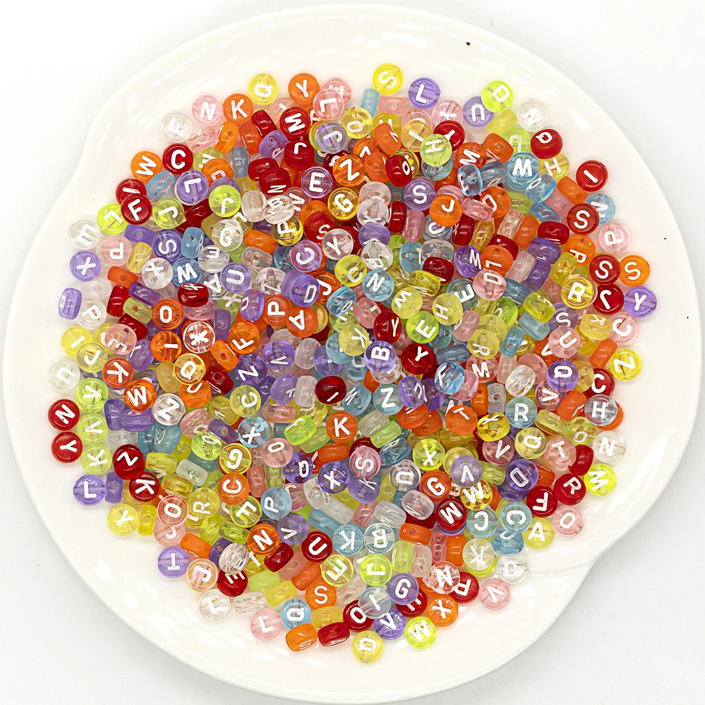 100/200Pcs 4*7mm Acrylic Flat Letter Beads Alphabet Round Smile Spacer Loose Bead For Diy Jewelry Bracelet Charm Supplies