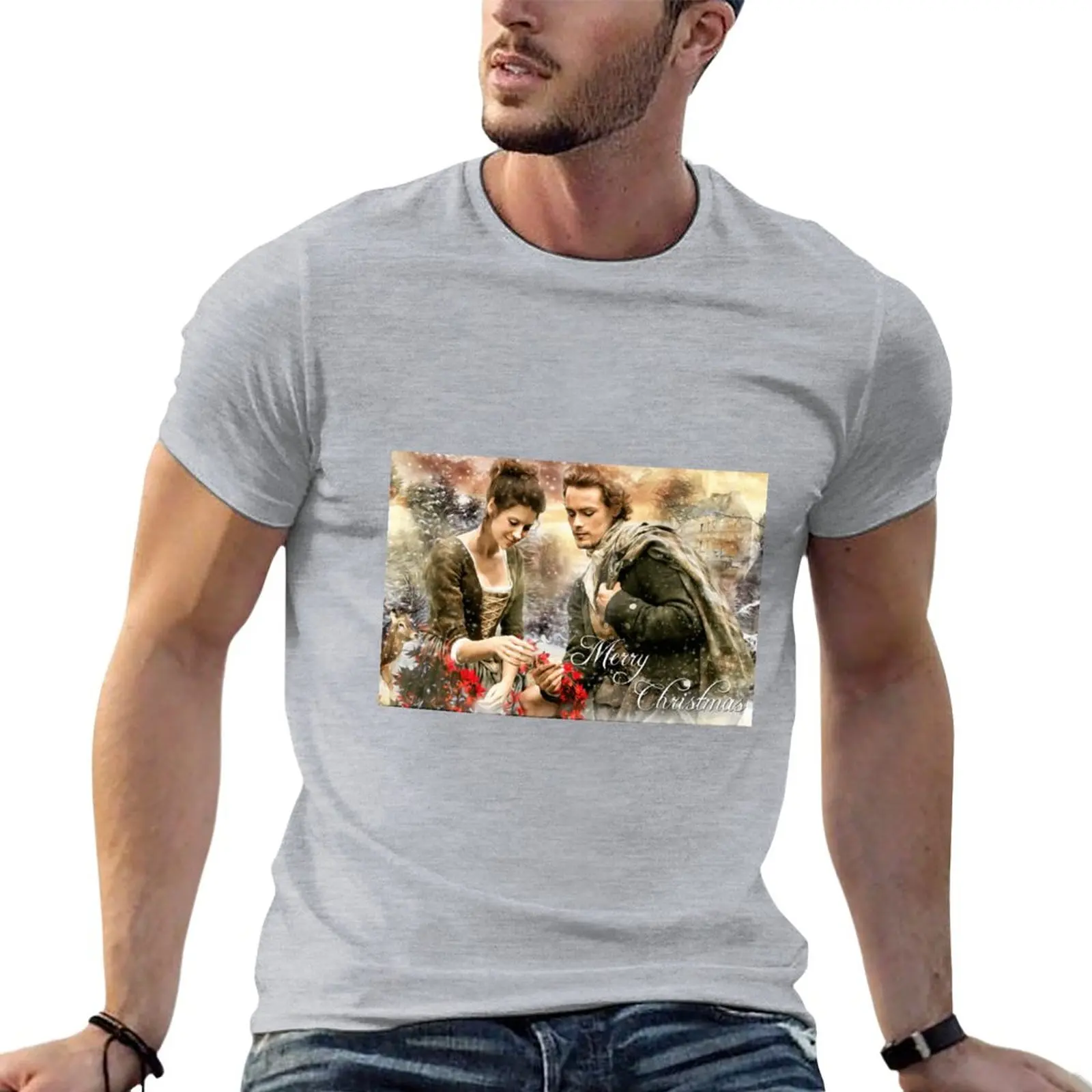 Outlander Merry Christmas T-Shirt customizeds oversizeds Men's cotton t-shirt