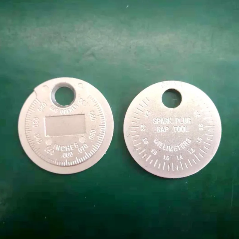 Coin-Type Spark Plug Gauge Tool, Medição Gap, Feeler Gauge, 0.6mm-2.4mm Range, 1Pc