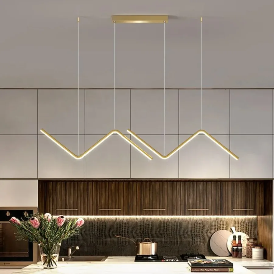 LED Chandelier Living Dining Room Aluminum Pendent Lamp Room Decor Hanging Light Dimmable Kitchen Dining Table Counter Droplight
