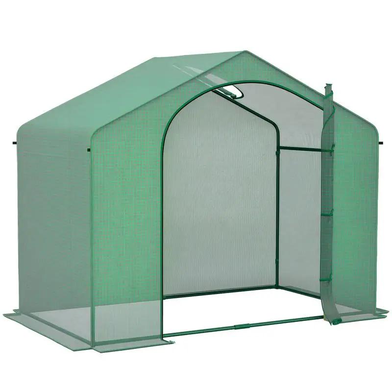 

Outsunny 6' x 3' x 5' Portable Walk-in Greenhouse, PE Cover, Steel Frame Garden Hot House, Zipper Door, Top Vent for Flowers, Vegetables, Saplings, Tropical Plants, Green