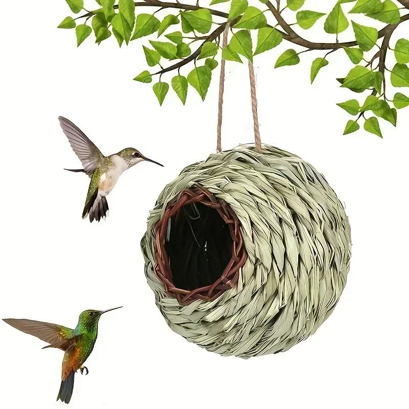 Handcrafted Weaved Hanging Parrot Hummingbird Nest Houses Birds Nest Cage Egg Cage House Outdoor Home Decoration and Gardening