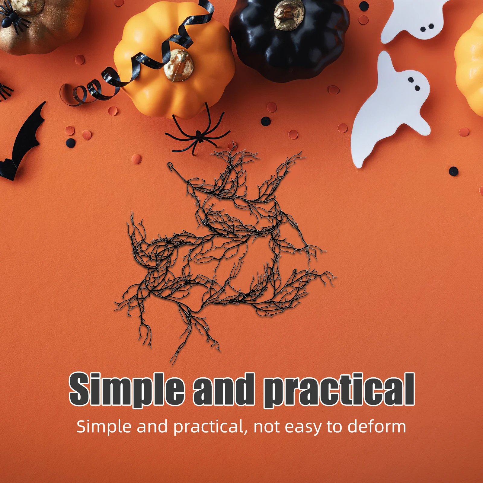 إكليل الكرمة السوداء: فروع الصفصاف الاصطناعية لديكور الهالوين، ديكور فرع مقبرة مرن بطول يدويا، فرع Wispy #5