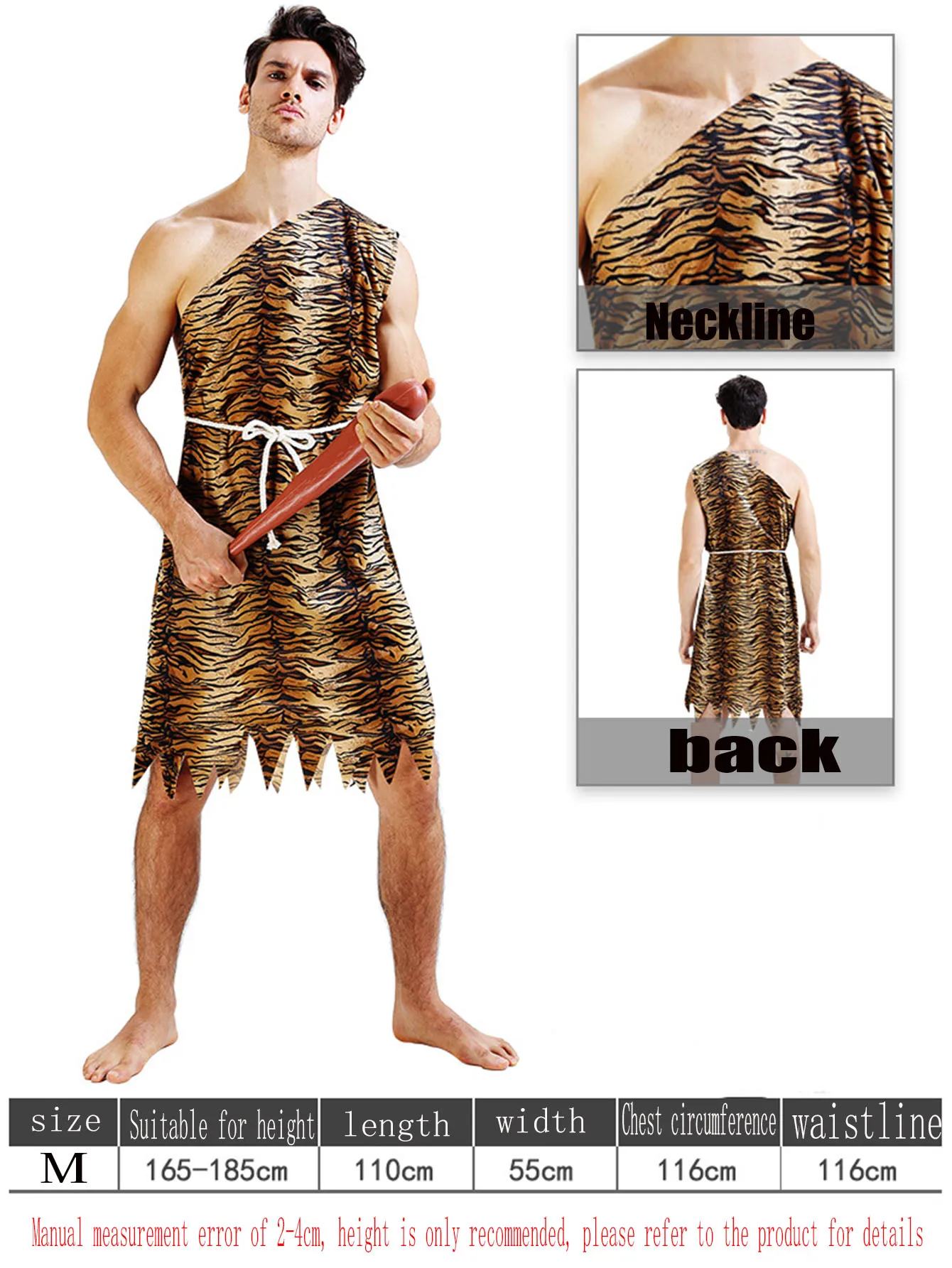 1set Primitive people, indigenous people, couple, tiger skin, wild man, primitive clothing, funny performance costumes