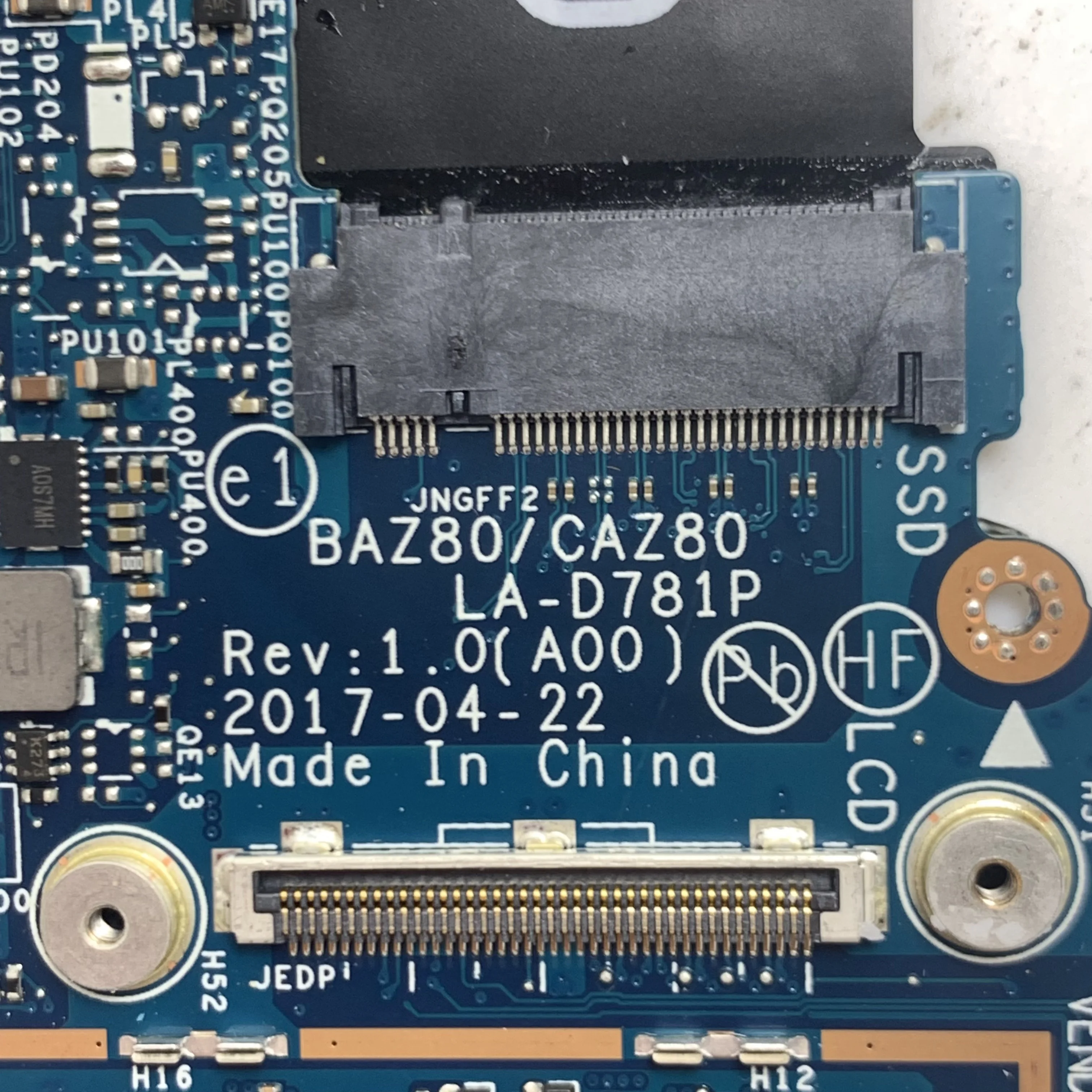 

CN-0VP9G1 0VP9G1 VP9G1 BAZ80/CAZ80 LA-D781P Mainboard For DELL XPS 13 9365 Laptop Motherboard With SR33X I7-7Y75 CPU 100% Tested