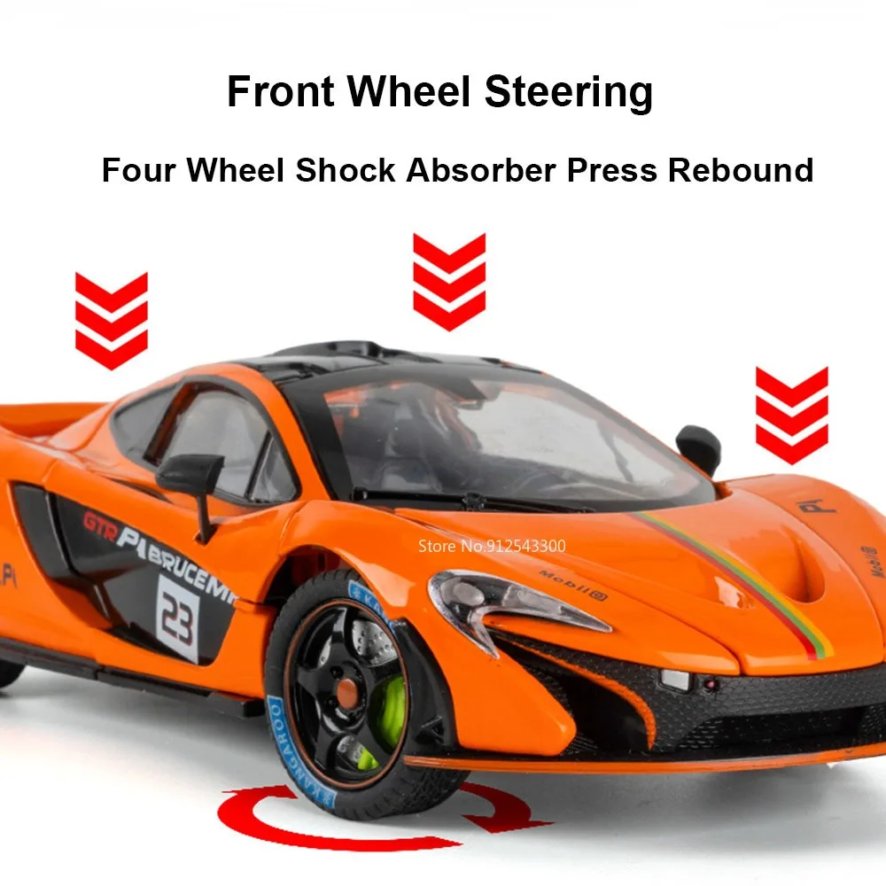 1:24 P1 Senna Model Samochodu Zabawka Odlewany Ze Stopu Otwierane Drzwi Supercar Kierownica Sterująca Amortyzacja Model dla Dzieci