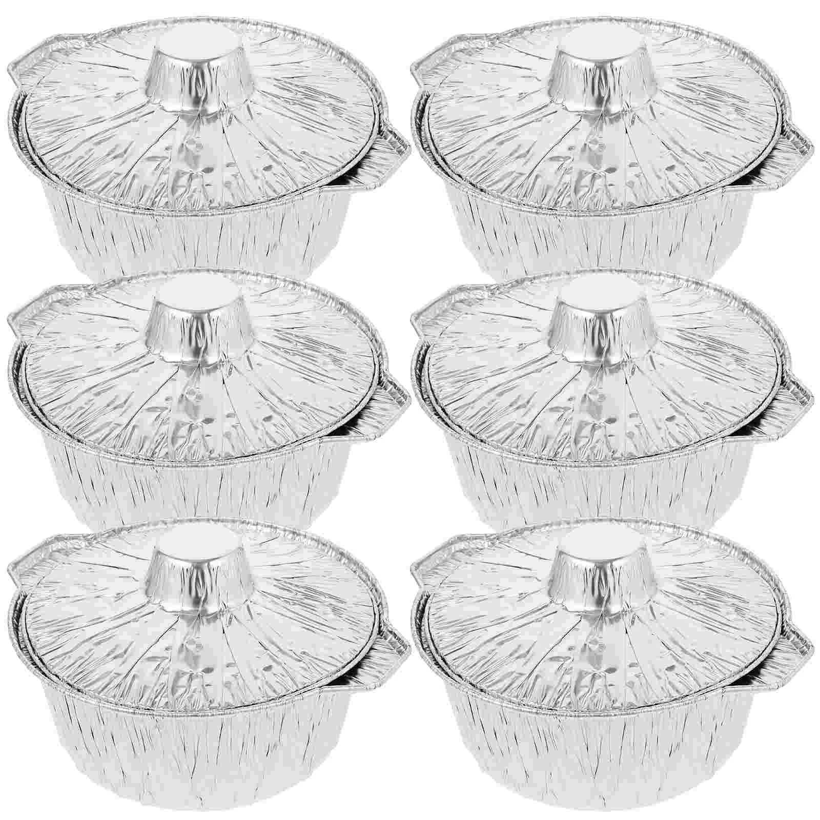 

6 Pcs Tinfoil Cup Barbecue Aluminum Pot Pans Recyclable Small Thick Food Containers Kitchen Supplies Convenient Air Fryer