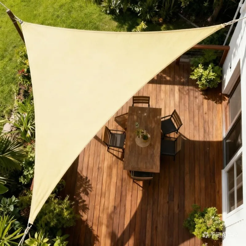 Max 5Mx5Mx5M Waterproof Sun Shelter Triangle Sunshade Protection Outdoor Canopy Garden Patio Pool Shade Sail Awning Shade Cloth