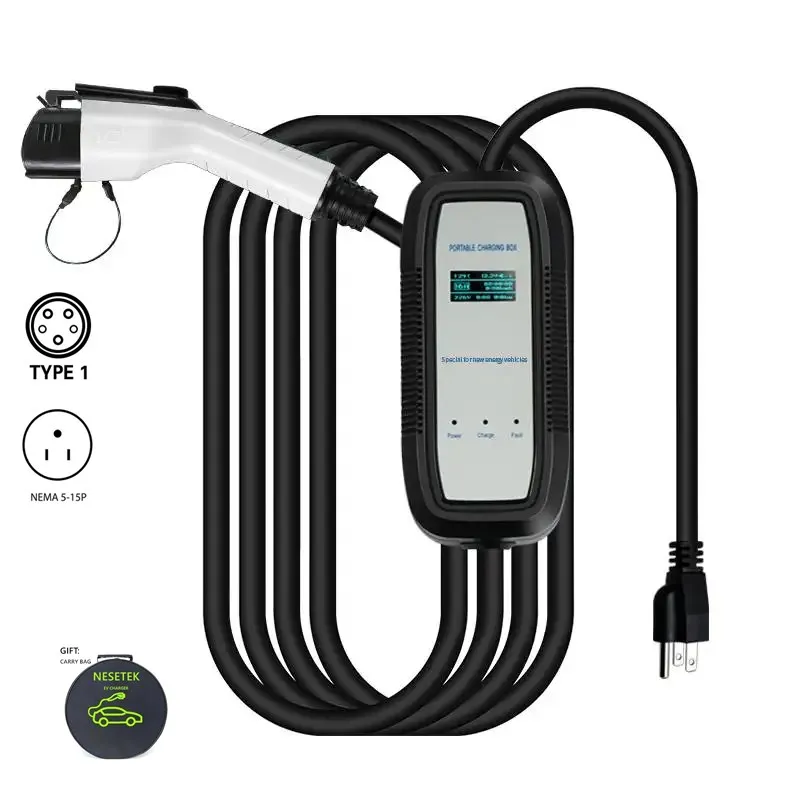 

16A Portable EV Charger Type 1 J1772 EVSE Charging Box Electric Vehicle Car Charger