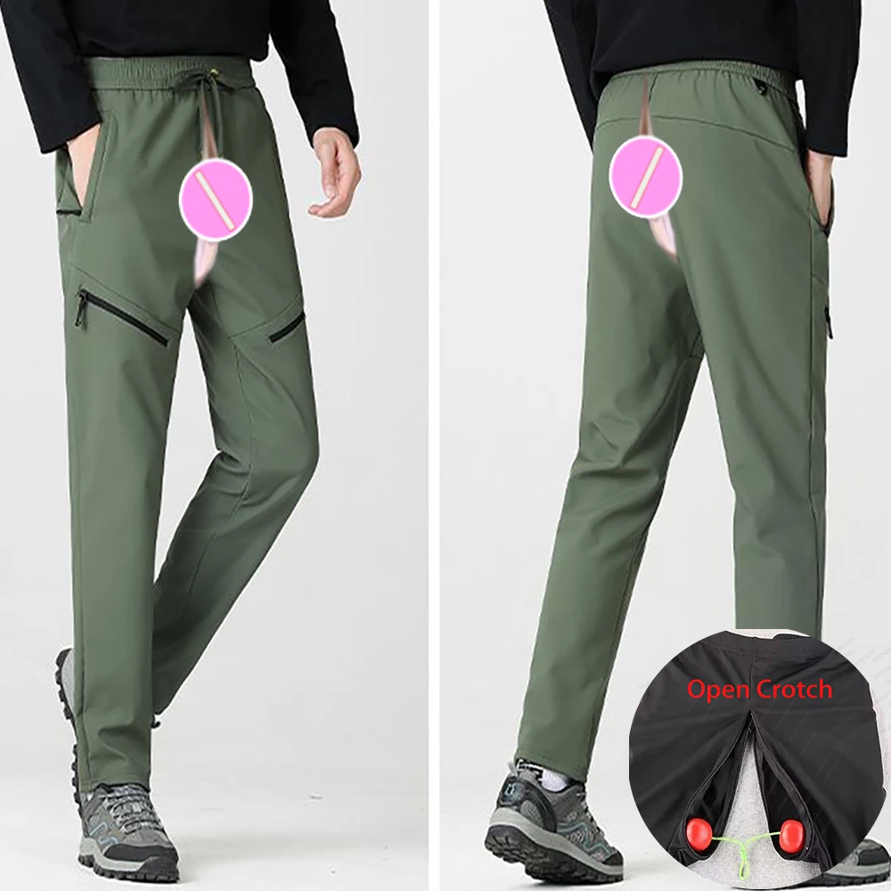 

Outdoor Open-crotch Sex Pants Men Multi-pocket Urban Tactical Trousers Mens Winter Cargo Overalls Waterproof Shock Sweatpants