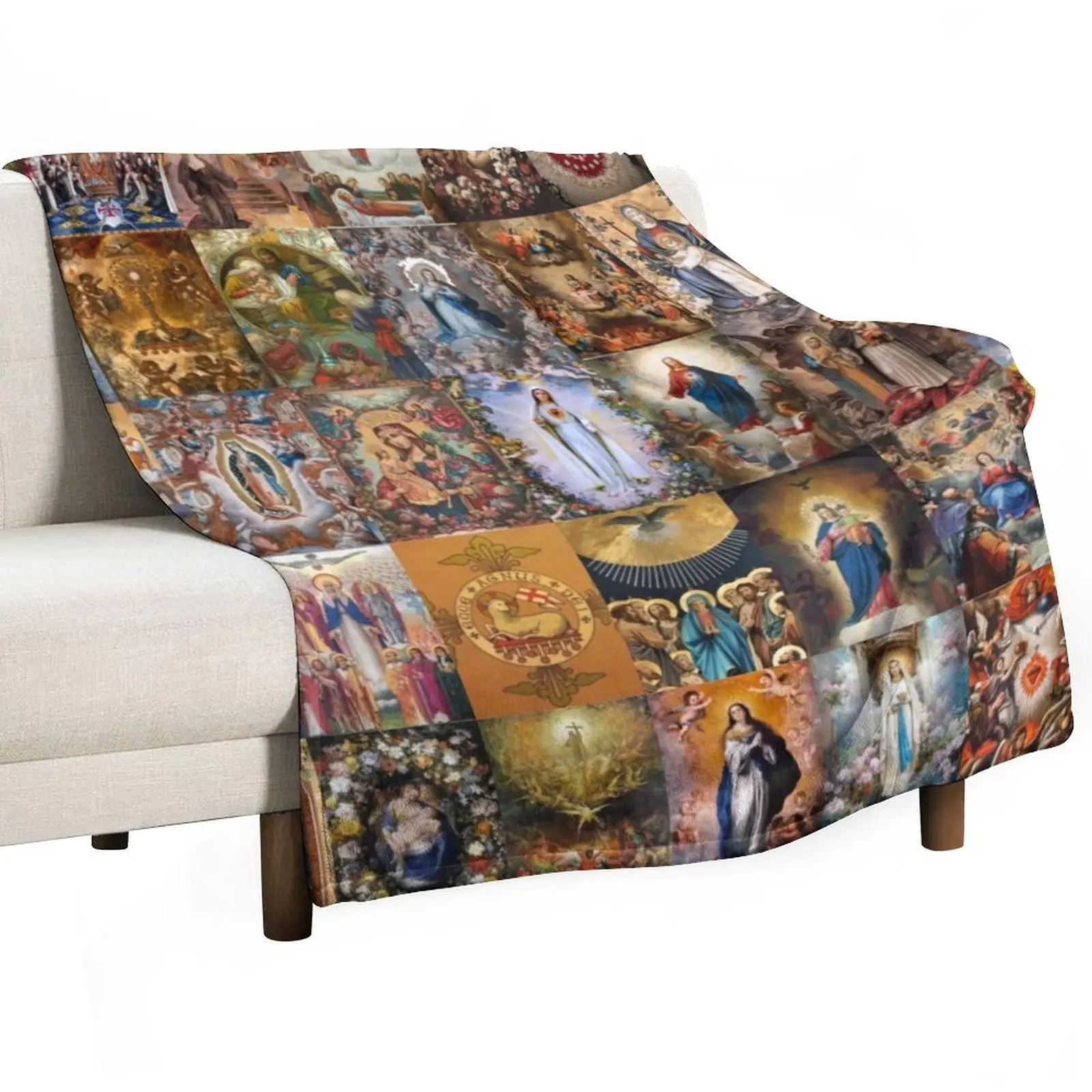 Sacred Heart of Jesus,Immaculate Heart of Mary, Chaste Heart of St. Joseph, Saints Throw Blanket for sofa Giant Sofa Blankets