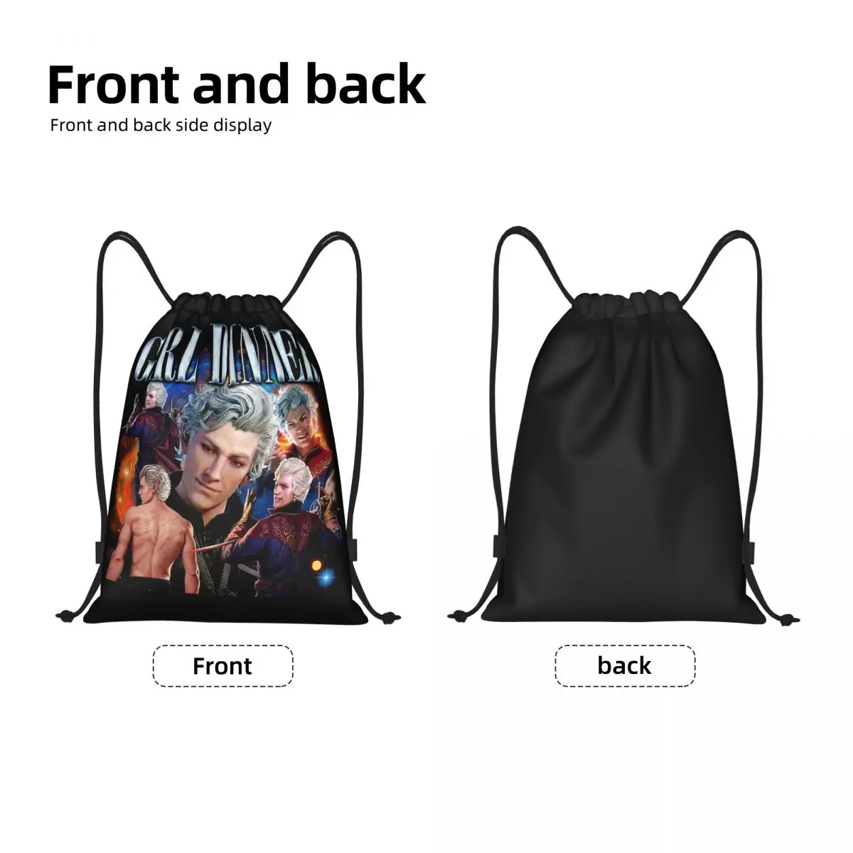 Astarion Girl Dinner Inspired Meme Drawstring Bags Sports Backpack Sackpack BG3 Game Baldur's Gate Fan String Bags for Running