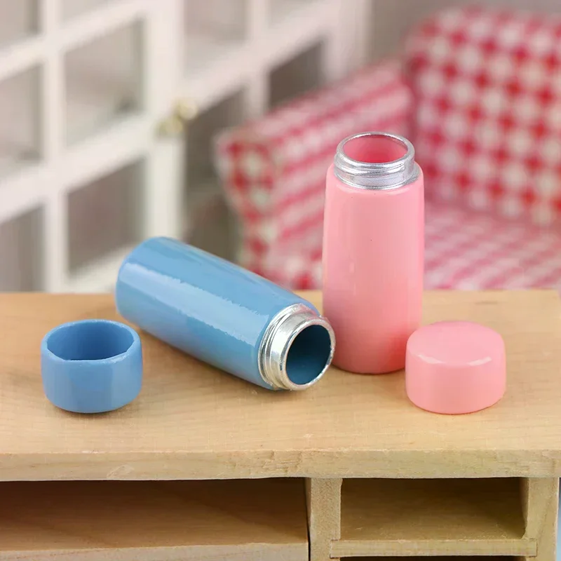 แก้วน้ำเก็บความร้อนจิ๋วสำหรับบ้านตุ๊กตา 1/12 อุปกรณ์ตกแต่งฉากเล่นอาหารสำหรับบ้านตุ๊กตา