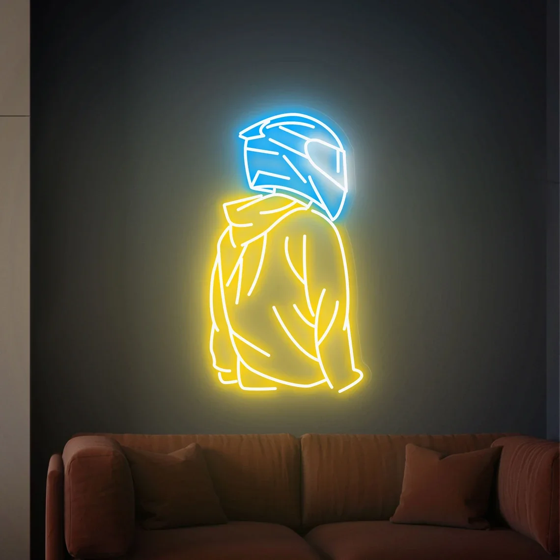 Motorcyclist Neon Sign Cool Man Sign Motorcycle Helmet Sign Motorcycle Fan Neon Sign Bedroom Gaming Room Wall Decor