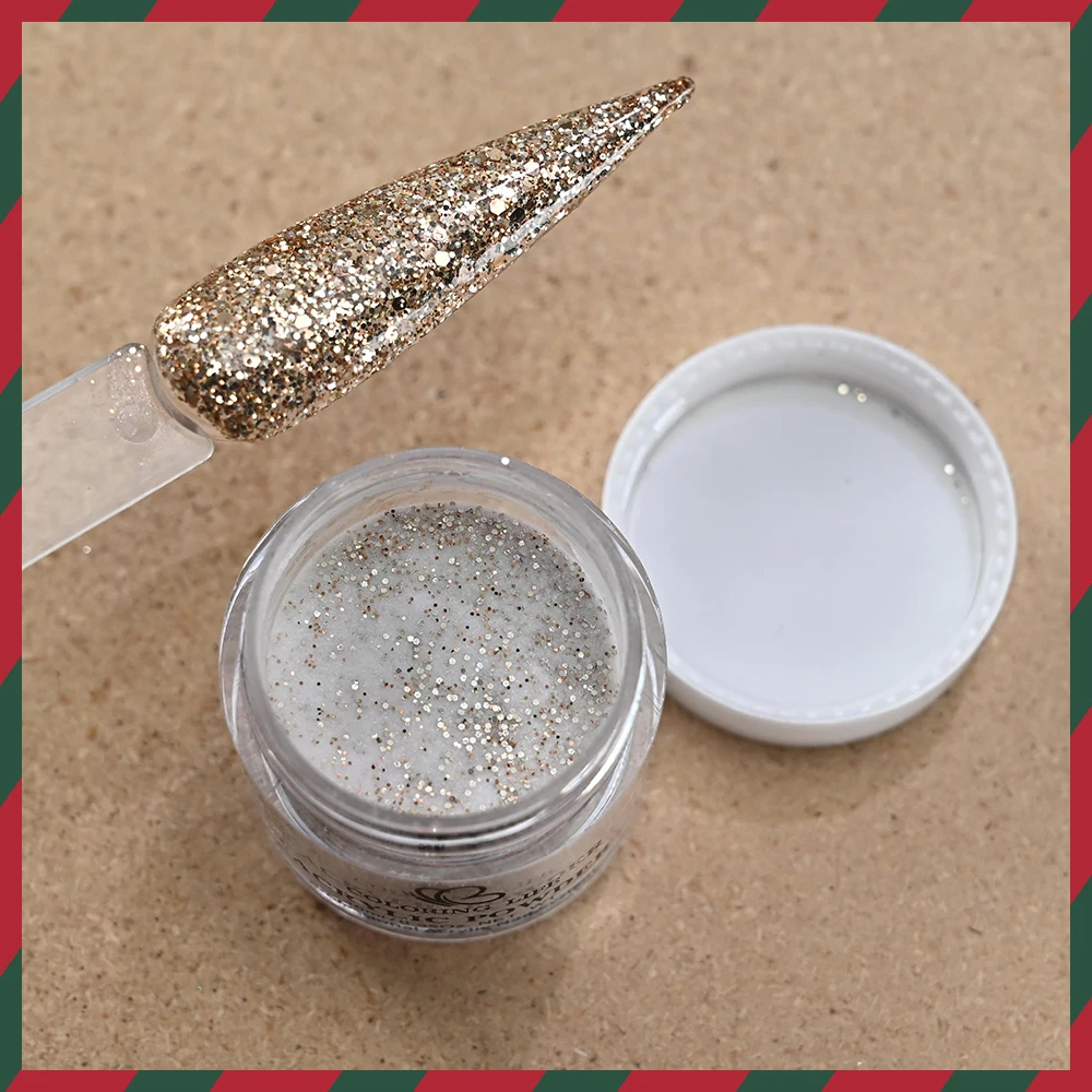 6 colores/juego serie navideña polvo acrílico para uñas Net10g polvo de cristal rojo/verde/dorado extensión 3 en 1/escultura/polvo para manicura de inmersión