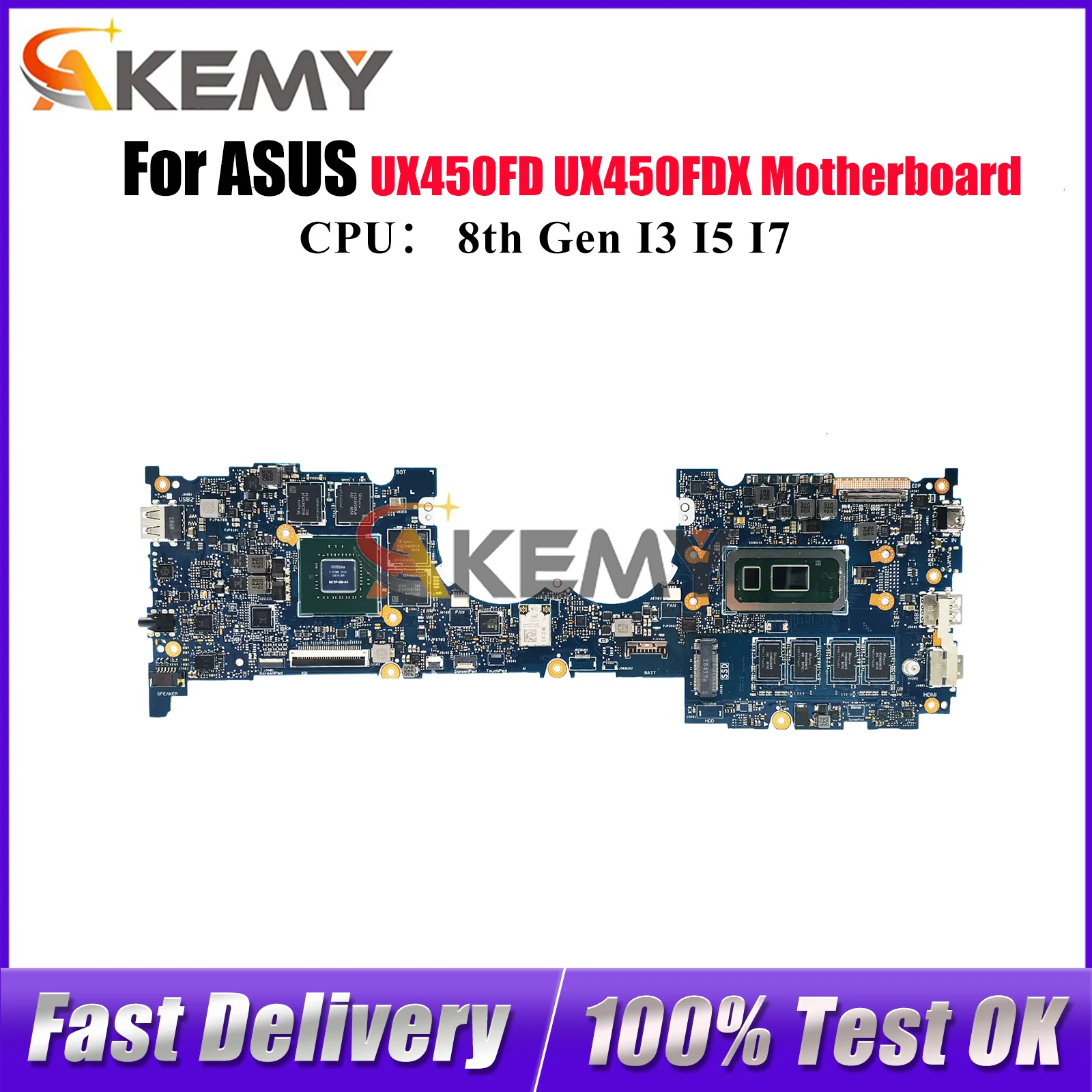 

UX450FDX Laptop Motherboard For ASUS ZenBook UX450FDX UX450F UX450FD Notebook Mainboard With I3 I5 I7 CPU tests OK fast shipping