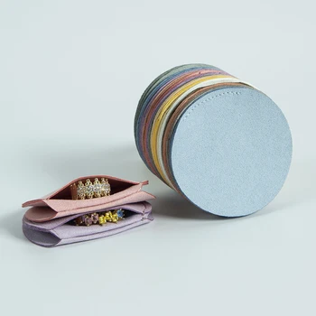5pcs Bulk 7x7cm Earrings Jewelry Bag Microfiber Round Velvet Suede Storage Gift Pouch Ring Bracelet Necklace Travel Organizer
