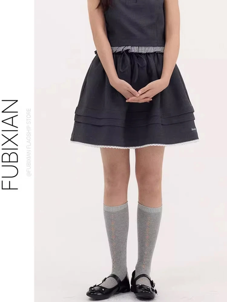 

Модная юбка-зонтик для девушек, с эластичной талией, А-силуэт, средней длины, из полиэстера, весенняя, для студенток и девушек