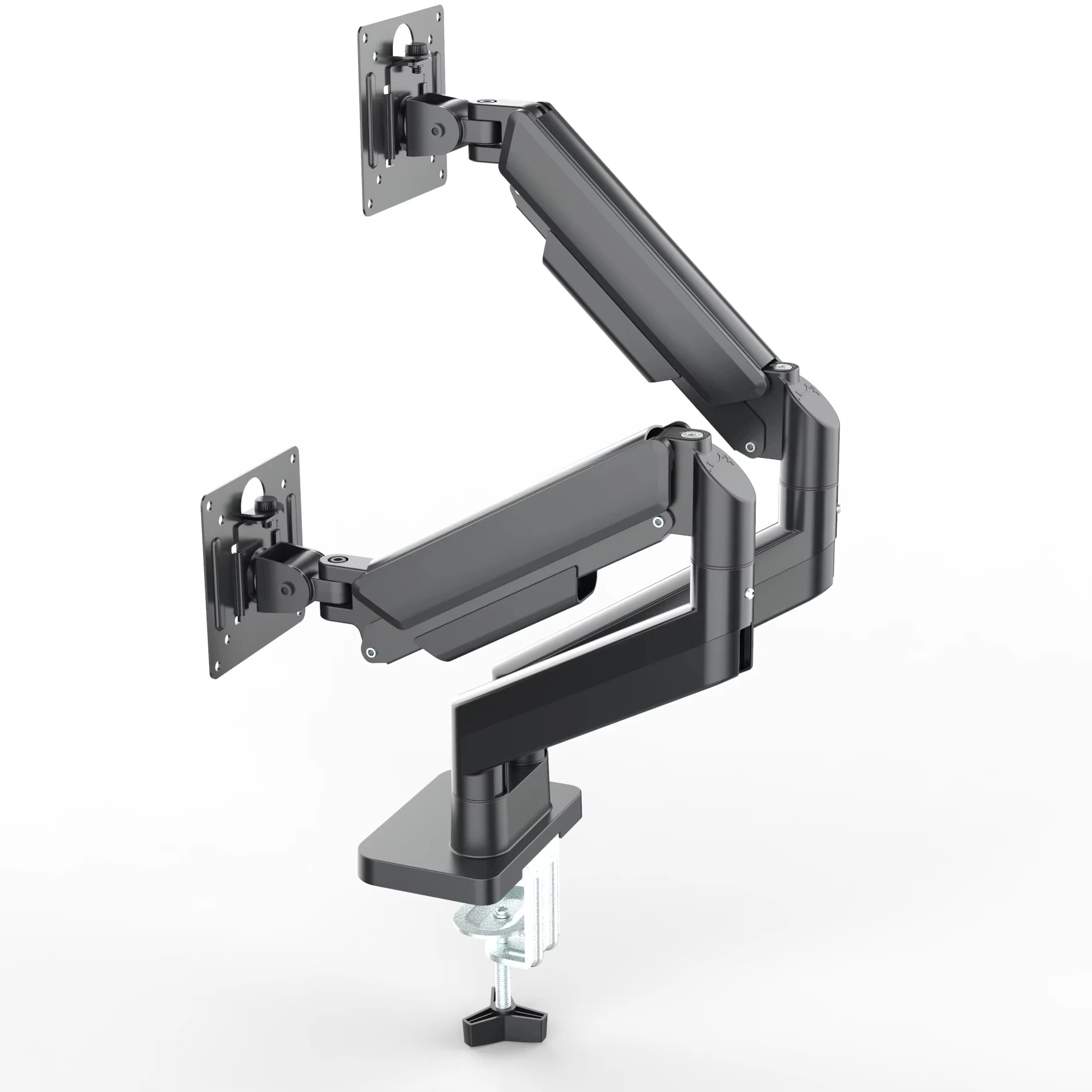 New Dual Monitor Arm Mount 32 Inches 90 Degrees Swivel Tilt Alloy Steel Black Monitor Bracket VESA 75x75/100x100mm