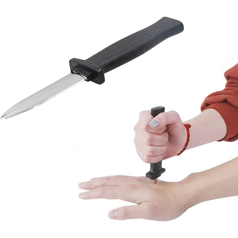 Realistic Retractable Trick Knife Safe Plastic Fake Blade Prop for Horror Cosplay Halloween Prank April Fool Day Funny Gag Toy
