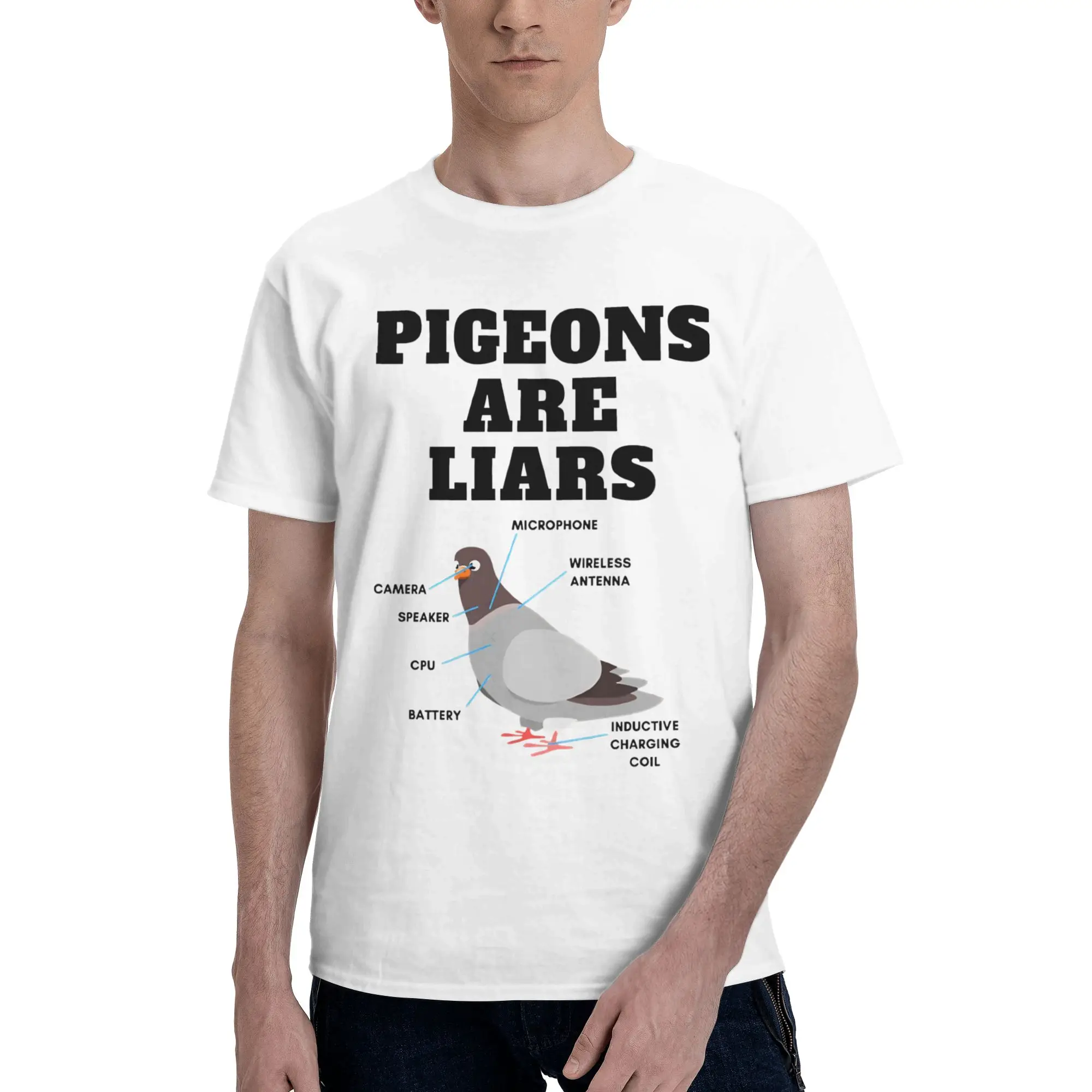 Pigeons Are Liars Pigeons Aren Real Merch Men Women T Shirt Pure Cotton Tee Graphic  Tops T-shirt