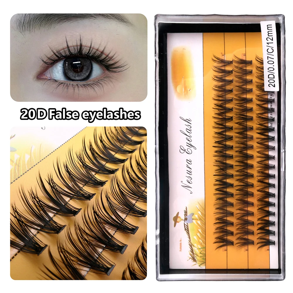 20D/30D Mink Grafting Lashes 1 box 60 Bundles Eyelash Extensions eyelashes Cluster Lashes Natural C Curl False Bundles Eyelash