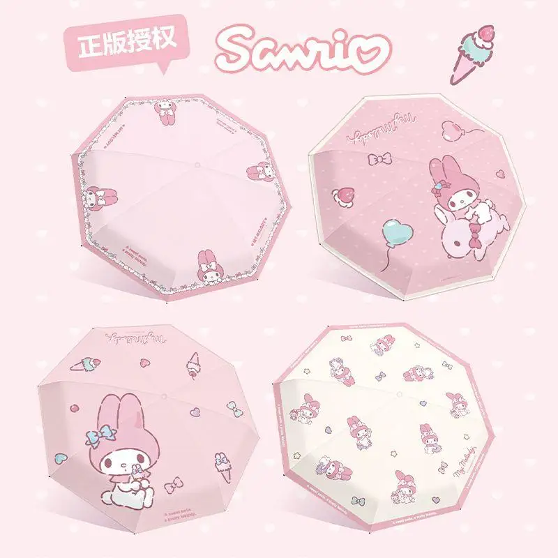 Sanrio אמיתי טפיל מלודי טפיל גשם-לזרוח נייד מתקפל ויניל ידני מגן גשם הגנה מפני השמש קריקטורה