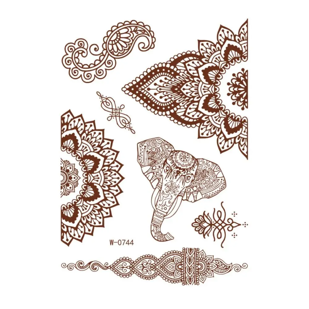 

Brown Mehndi Stickers Lace Water Transfer Decals Body Art Sticker Temporary Tattoo Henna Tattoo Stickers
