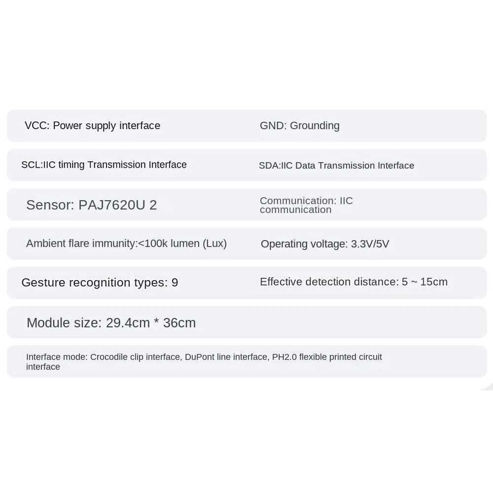 Gesture Recognition Module Intelligent Proximity Detection PAJ7620U2 Sensor