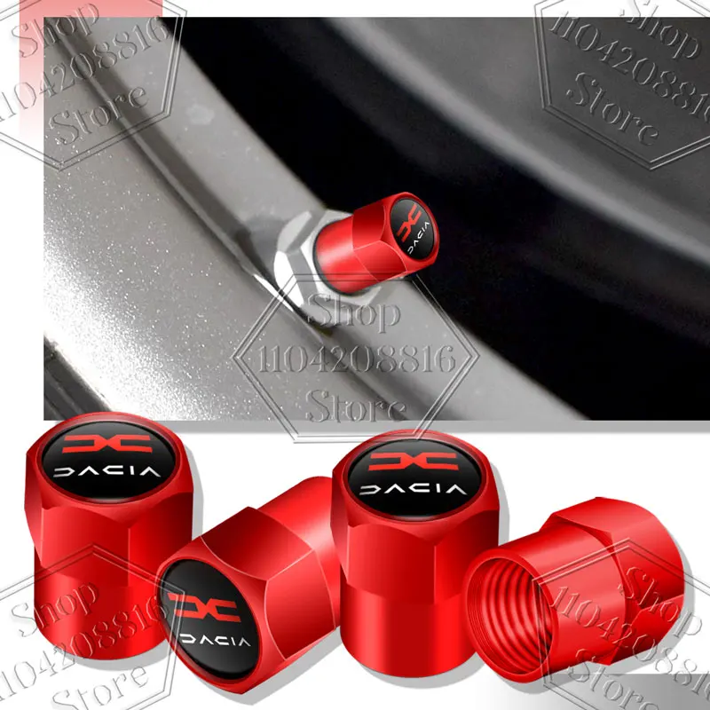 4Pcs Car Metal Tire Valve Caps Tyre Air Stem Dustproof Cover For Dacia Duster Spring Logan Sandero Stepway Lodgy MCV Accessories