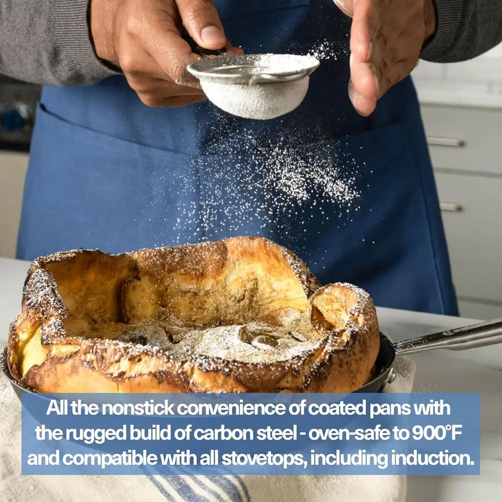 Frying Pan – Carbon Steel Pan, Naturally Nonstick No-Coating Surface, Ultra-Durable & Oven-Safe, Induction & Gas Compatible - 8