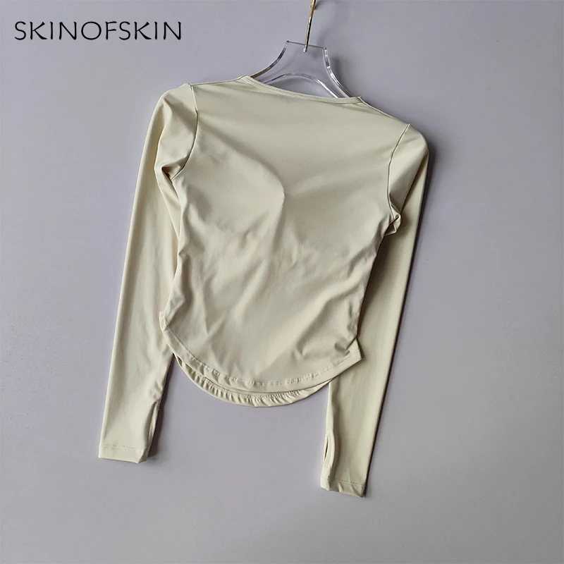 Naked New Sportbekleidung Cross-Top Lauf-Outwear Damen Einteiliges Langarmshirt mit integrierten Cups Sexy Yoga-Kleidung Fitnesskleidung – Detail 8