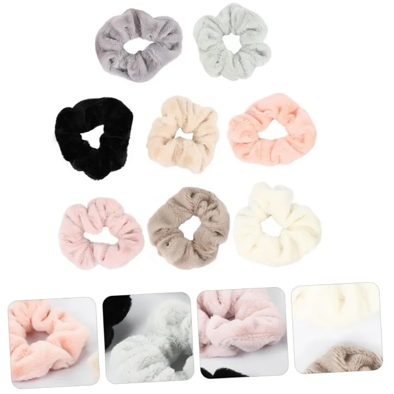 Autunno inverno peluche cravatta per capelli anello elastico per capelli carino elastico corda per la testa dell\'intestino crasso copricapo solido