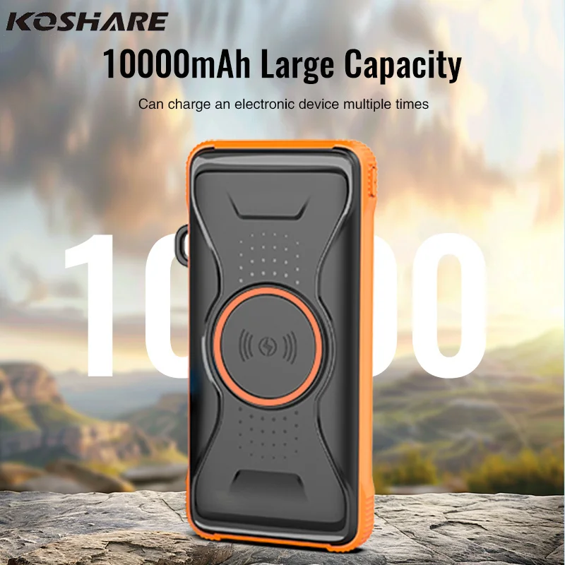 

KOSHAER Fast Charging Magnetic Wireless Charger Power Bank Solar Charging Power Bank Mobile Phone Power Bank with Fill Light