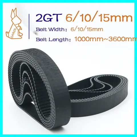 2GT Belt Width 6/10/15mm GT2 Timing Belt 3D Printer Belt Parts Length 1000mm~3600mm Closed Loop Rubber Timing Synchronous Belt